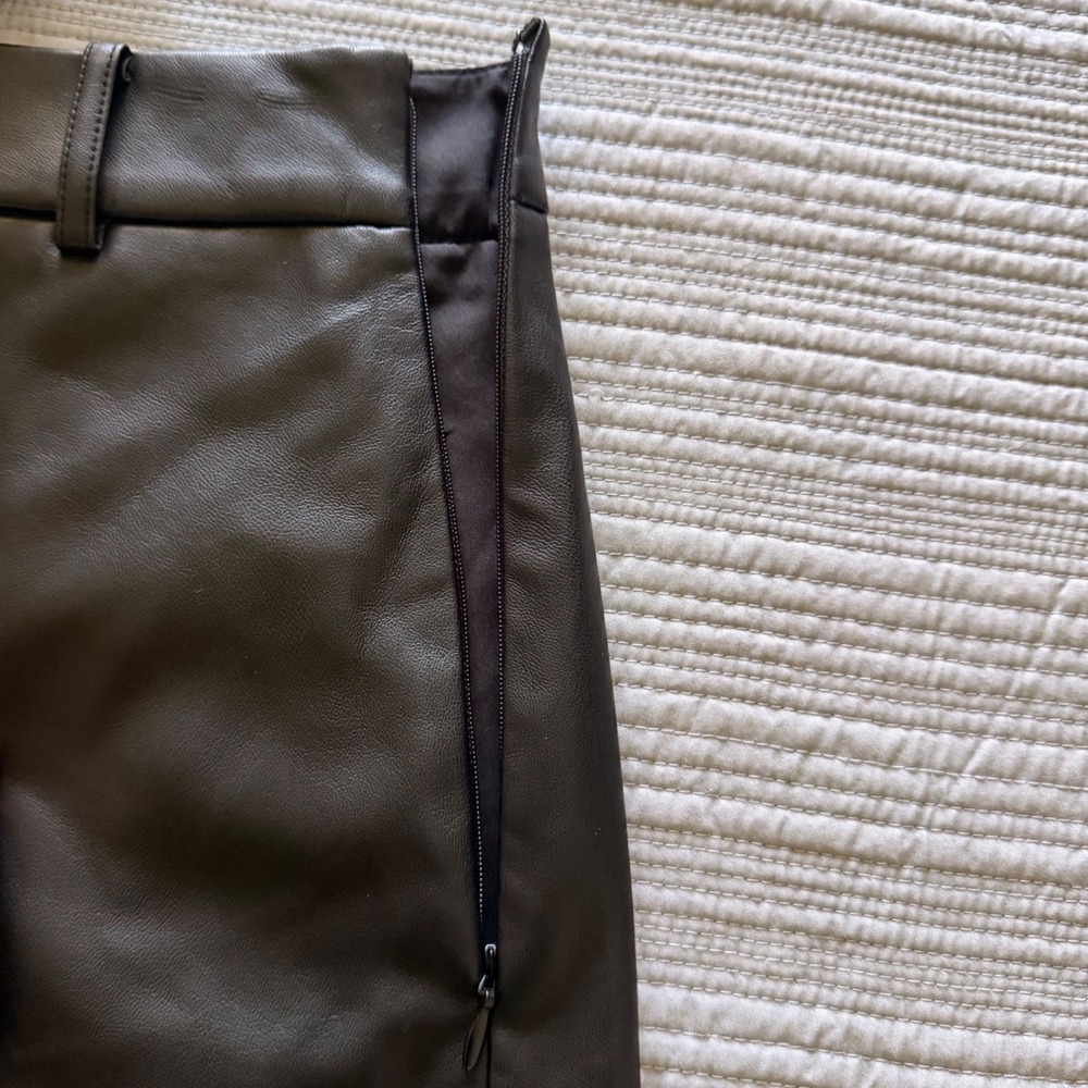 NWT Loft Faux Leather Women's Mini Skirt Brown Belted A-Line Size 8 - Picture 4 of 8